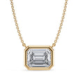 Emerald Lab Diamond Solitaire Pendant Necklace 14K Yellow Gold (3.50ct)