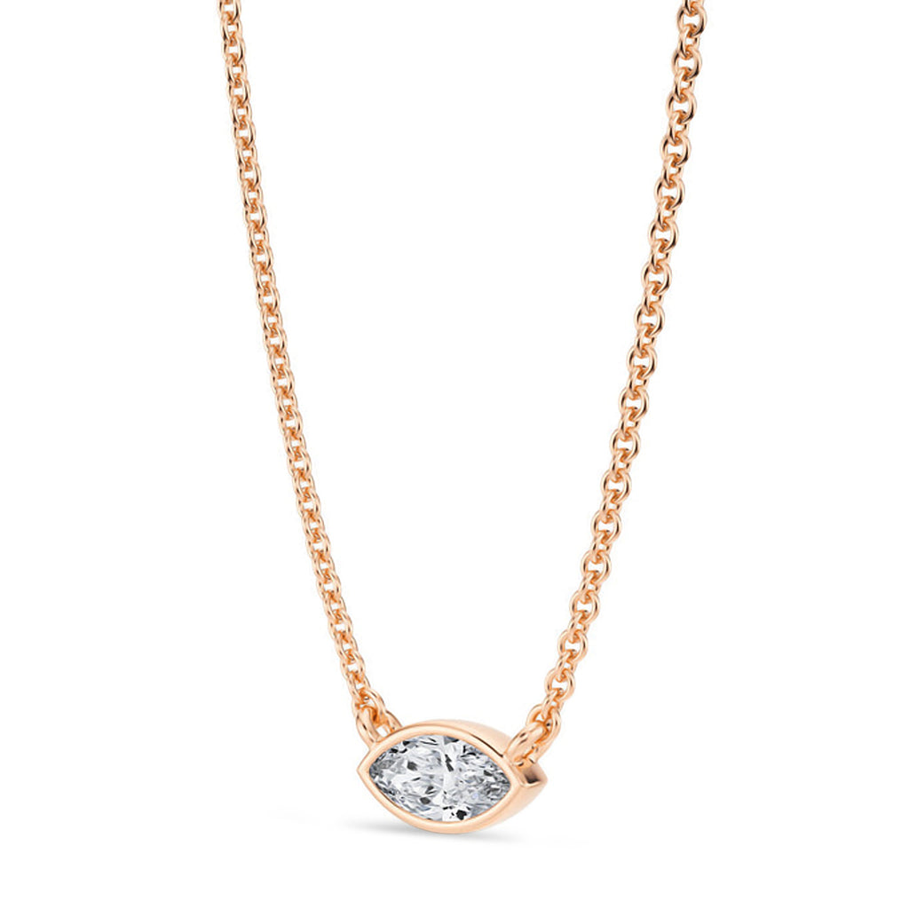 Marquise Lab Diamond Solitaire Pendant Necklace 14K Rose Gold (0.25ct)