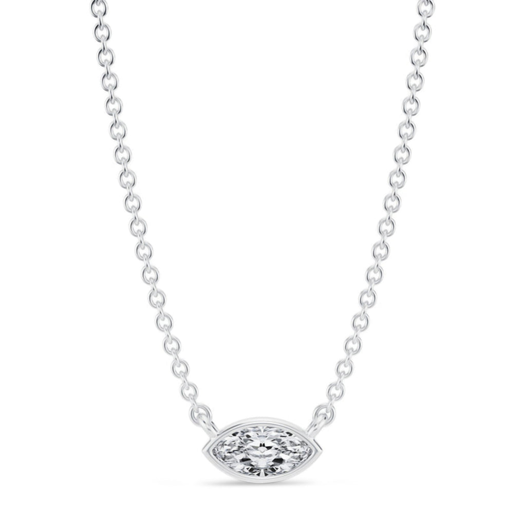 Marquise Lab Diamond Solitaire Pendant Necklace 14K White Gold (0.25ct)
