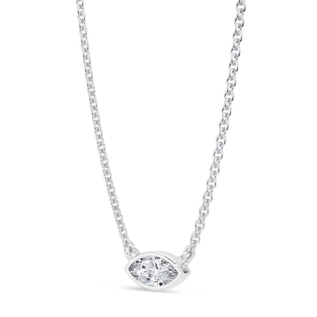 Marquise Lab Diamond Solitaire Pendant Necklace 14K White Gold (0.25ct)