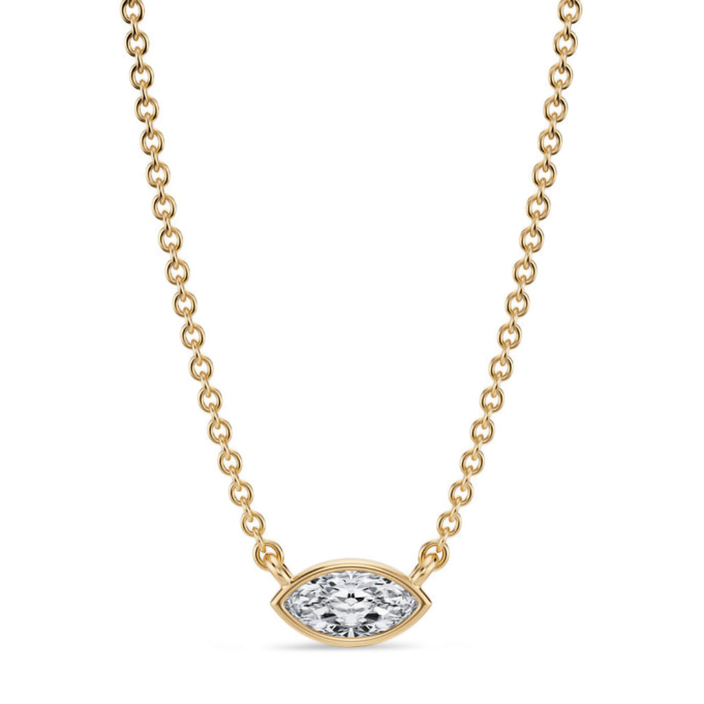 Marquise Lab Diamond Solitaire Pendant Necklace 14K Yellow Gold (0.25ct)