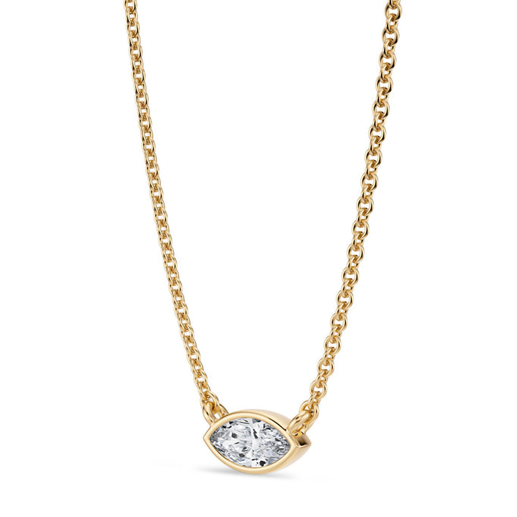 Marquise Lab Diamond Solitaire Pendant Necklace 14K Yellow Gold (0.25ct)