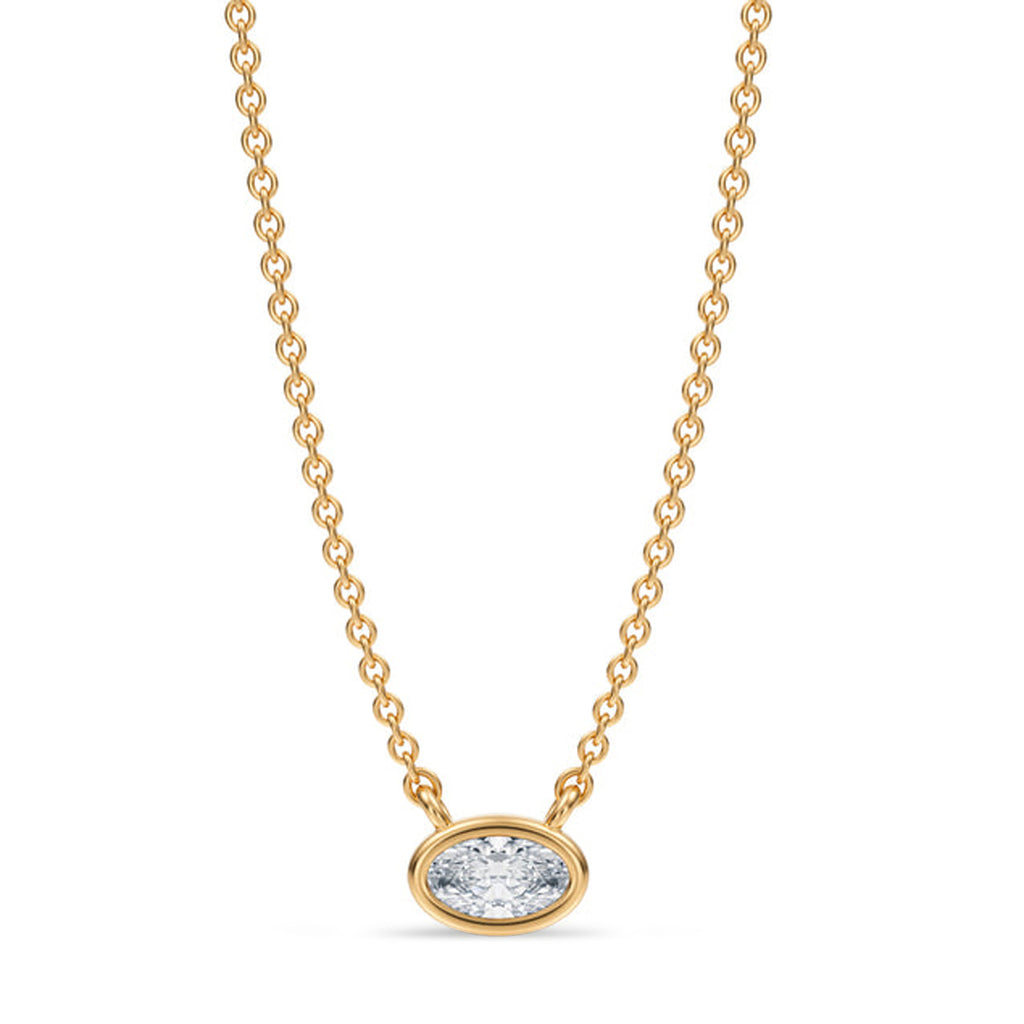 Oval Lab Diamond Solitaire Pendant Necklace 14K Yellow Gold (0.25ct)