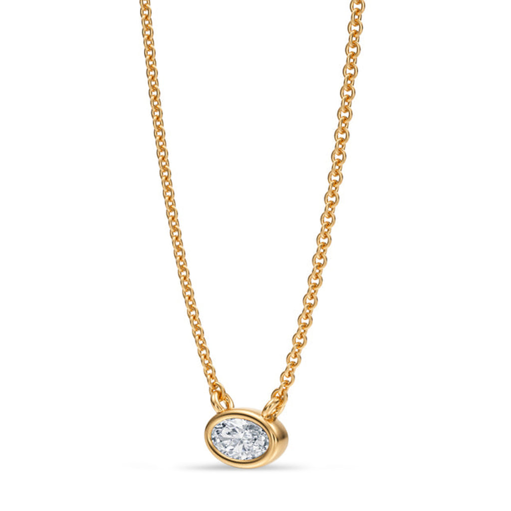 Oval Lab Diamond Solitaire Pendant Necklace 14K Yellow Gold (0.25ct)