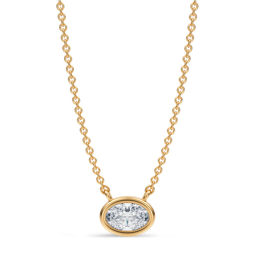 Oval Lab Diamond Solitaire Pendant Necklace 14K Yellow Gold (0.50ct)
