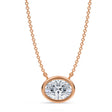 Oval Lab Diamond Solitaire Pendant Necklace 14K Rose Gold (1.50ct)