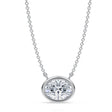 Oval Lab Diamond Solitaire Pendant Necklace 14K White Gold (1.50ct)