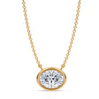 Oval Lab Diamond Solitaire Pendant Necklace 14K Yellow Gold (1.50ct)