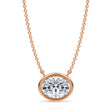 Oval Lab Diamond Solitaire Pendant Necklace 14K Rose Gold (2.00ct)