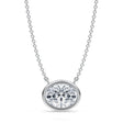 Oval Lab Diamond Solitaire Pendant Necklace 14K White Gold (2.00ct)