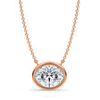 Oval Lab Diamond Solitaire Pendant Necklace 14K Rose Gold (2.50ct)