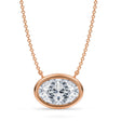 Oval Lab Diamond Solitaire Pendant Necklace 14K Rose Gold (3.00ct)