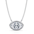 Oval Lab Diamond Solitaire Pendant Necklace 14K White Gold (3.00ct)