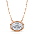 Oval Lab Diamond Solitaire Pendant Necklace 14K Rose Gold (3.50ct)