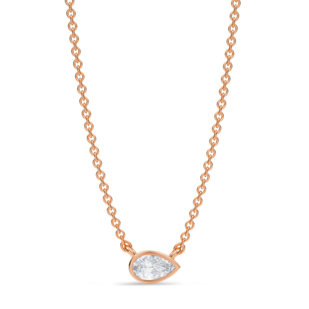 Pear Lab Diamond Solitaire Pendant Necklace 14K Rose Gold (0.25ct)