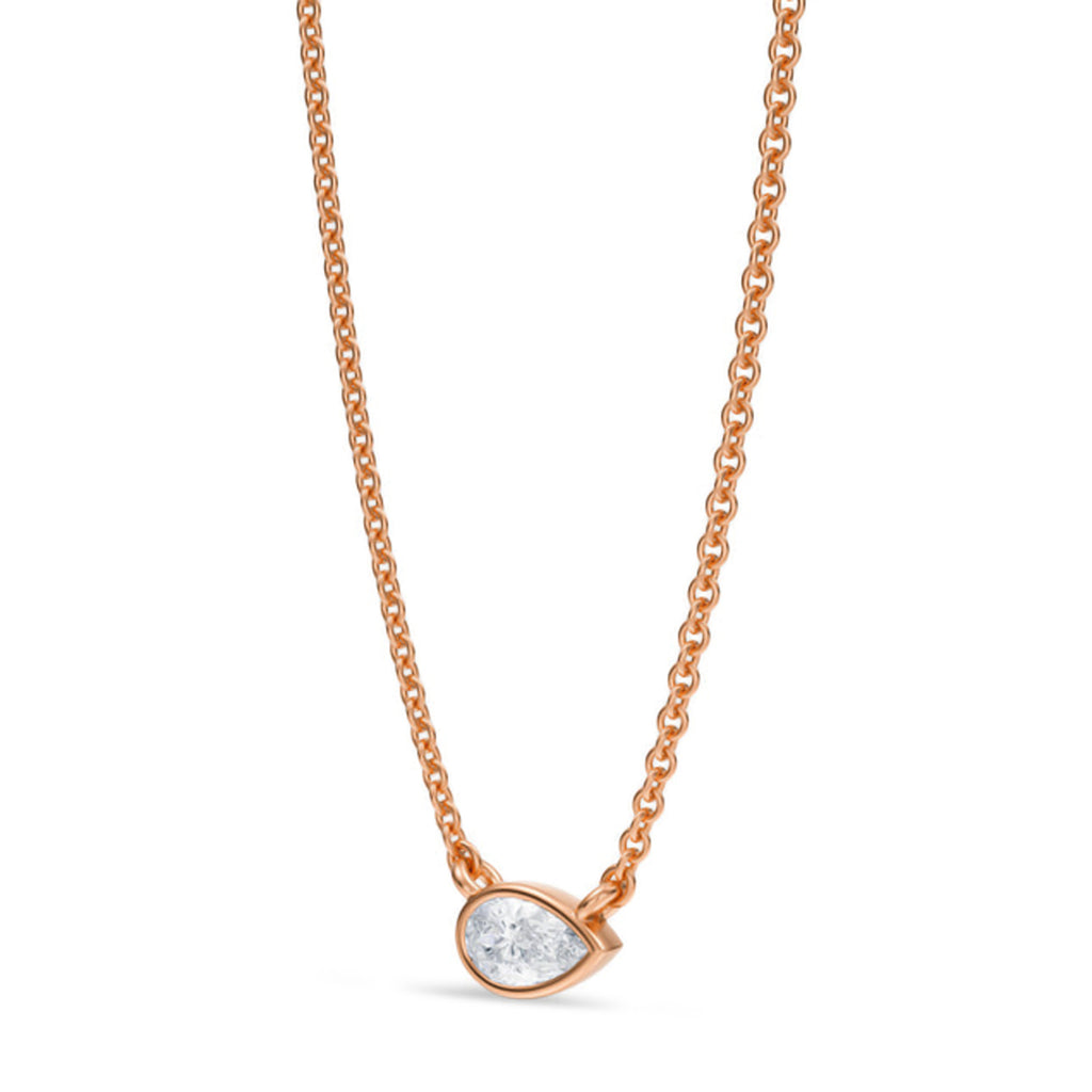 Pear Lab Diamond Solitaire Pendant Necklace 14K Rose Gold (0.25ct)