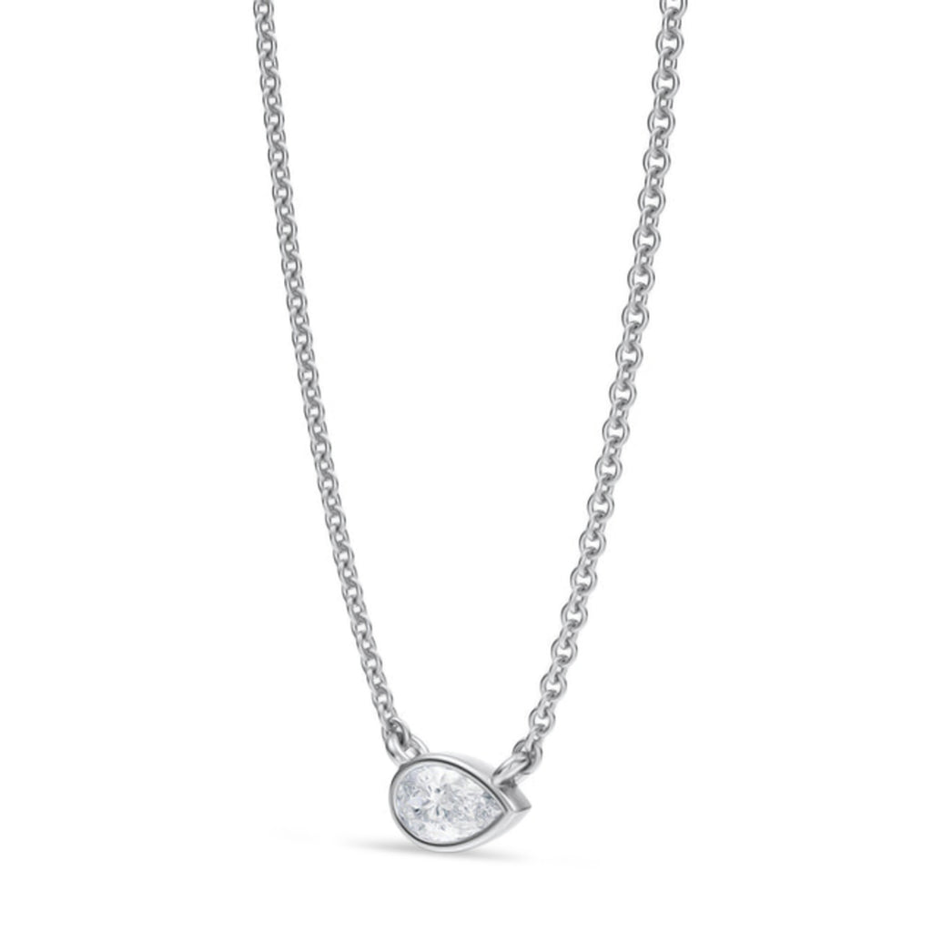 Pear Lab Diamond Solitaire Pendant Necklace 14K White Gold (0.25ct)