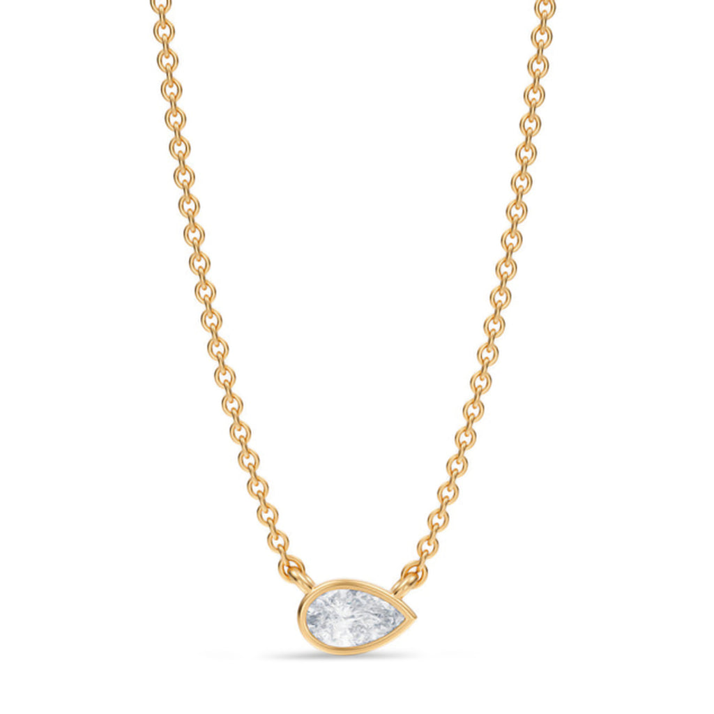 Pear Lab Diamond Solitaire Pendant Necklace 14K Yellow Gold (0.25ct)