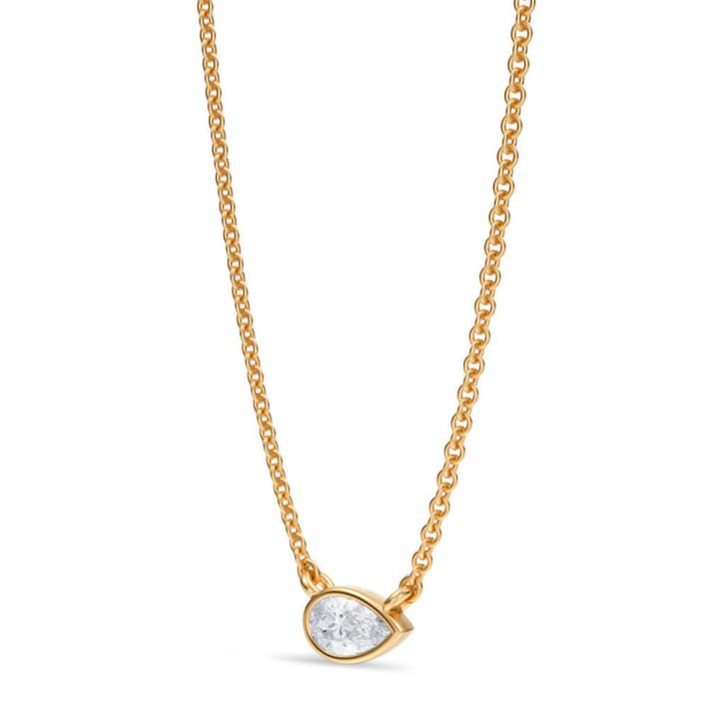 Pear Lab Diamond Solitaire Pendant Necklace 14K Yellow Gold (0.25ct)