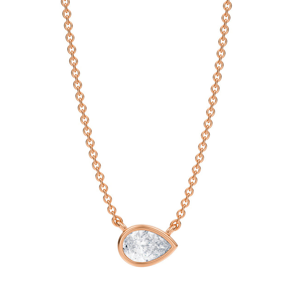 Pear Lab Diamond Solitaire Pendant Necklace 14K Rose Gold (0.50ct)