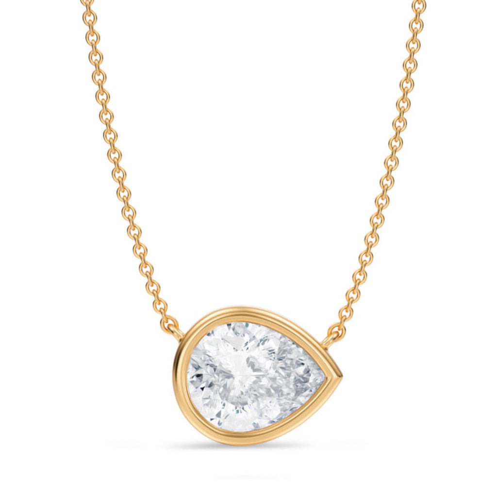 Pear Lab Diamond Solitaire Pendant Necklace 14K Yellow Gold (2.50ct)