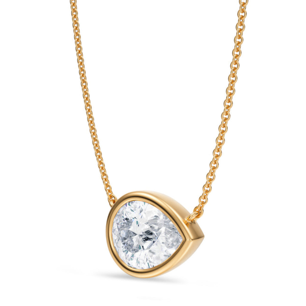 Pear Lab Diamond Solitaire Pendant Necklace 14K Yellow Gold (2.50ct)