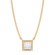Princess Lab Diamond Solitaire Pendant Necklace 14K Yellow Gold (0.75ct)