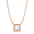 Princess Lab Diamond Solitaire Pendant Necklace 14K Rose Gold (1.00ct)