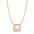 Princess Lab Diamond Solitaire Pendant Necklace 14K Yellow Gold (1.00ct)