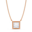 Princess Lab Diamond Solitaire Pendant Necklace 14K Rose Gold (1.50ct)