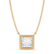 Princess Lab Diamond Solitaire Pendant Necklace 14K Yellow Gold (2.00ct)