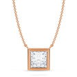 Princess Lab Diamond Solitaire Pendant Necklace 14K Rose Gold (2.50ct)