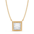 Princess Lab Diamond Solitaire Pendant Necklace 14K Yellow Gold (2.50ct)