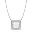 Princess Lab Diamond Solitaire Pendant Necklace 14K White Gold (3.00ct)