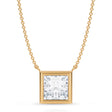 Princess Lab Diamond Solitaire Pendant Necklace 14K Yellow Gold (3.00ct)