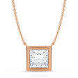 Princess Lab Diamond Solitaire Pendant Necklace 14K Rose Gold (3.50ct)