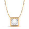 Princess Lab Diamond Solitaire Pendant Necklace 14K Yellow Gold (3.50ct)