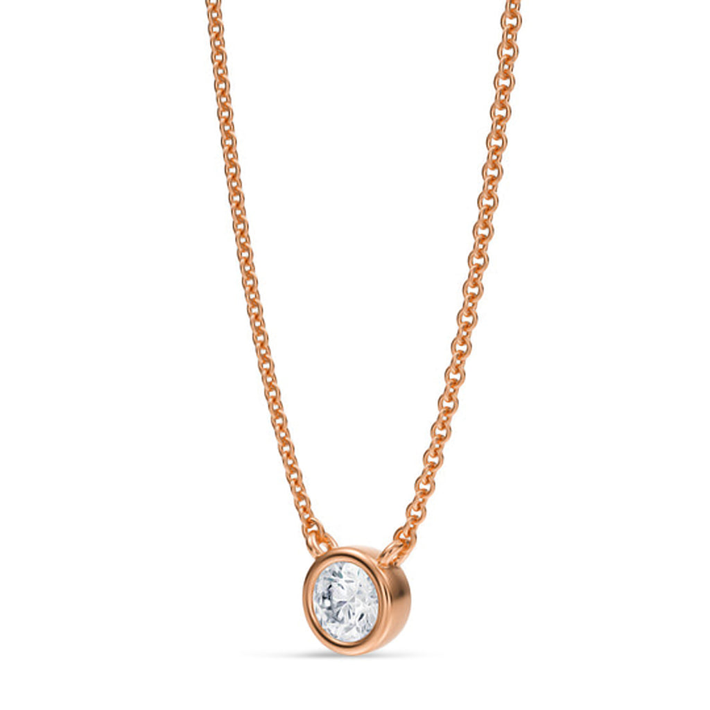 Round Lab Diamond Solitaire Pendant Necklace 14K Rose Gold (0.25ct)