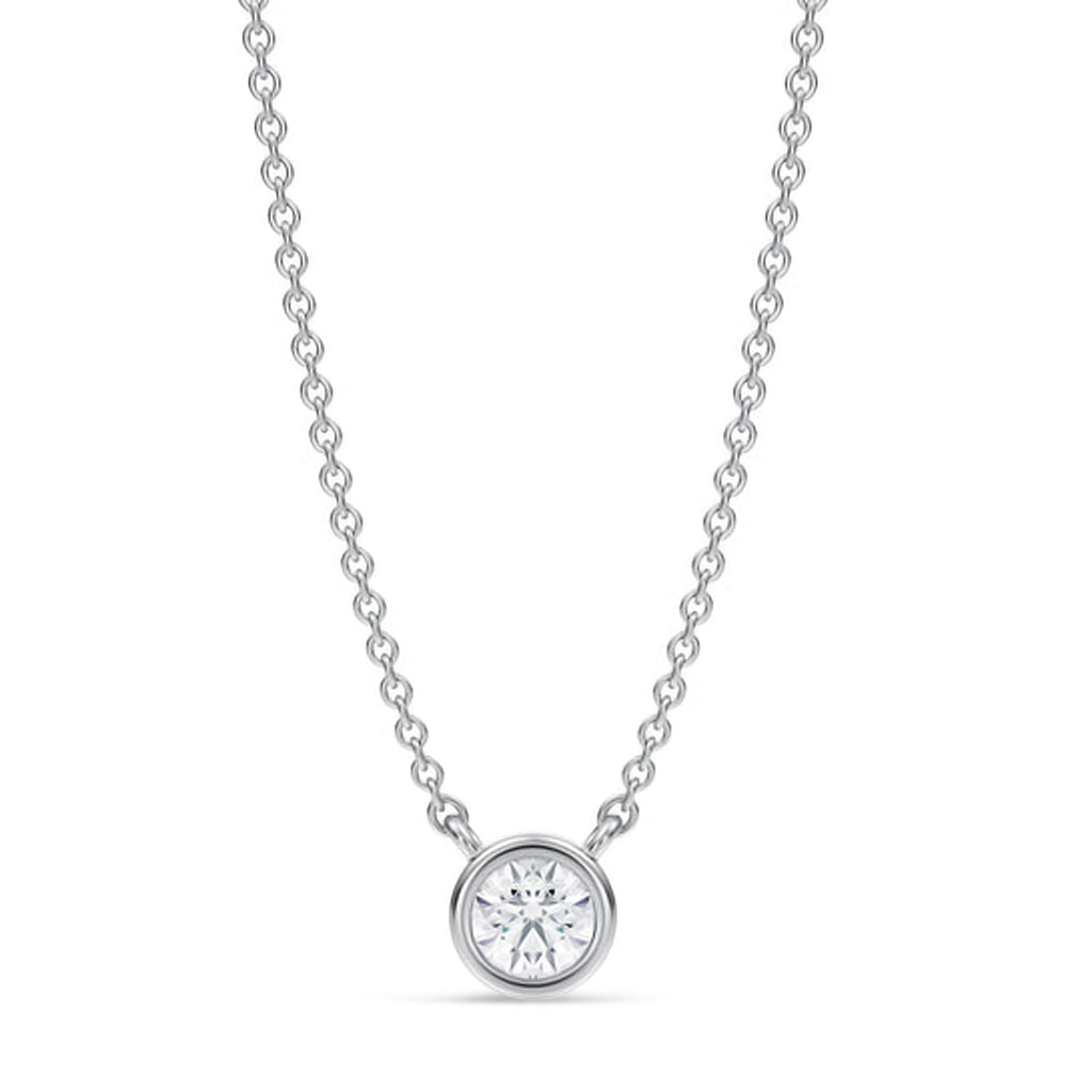 Round Lab Diamond Solitaire Pendant Necklace 14K White Gold (0.25ct)