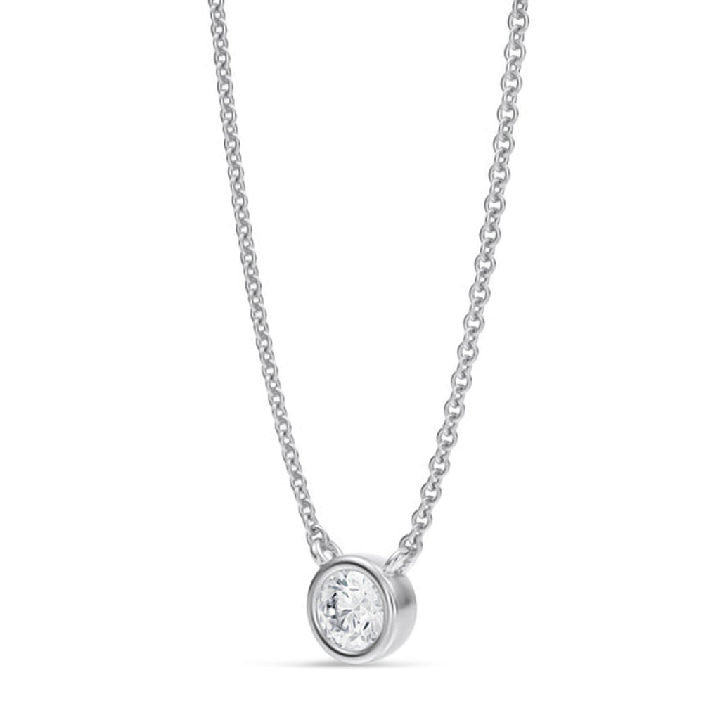 Round Lab Diamond Solitaire Pendant Necklace 14K White Gold (0.25ct)