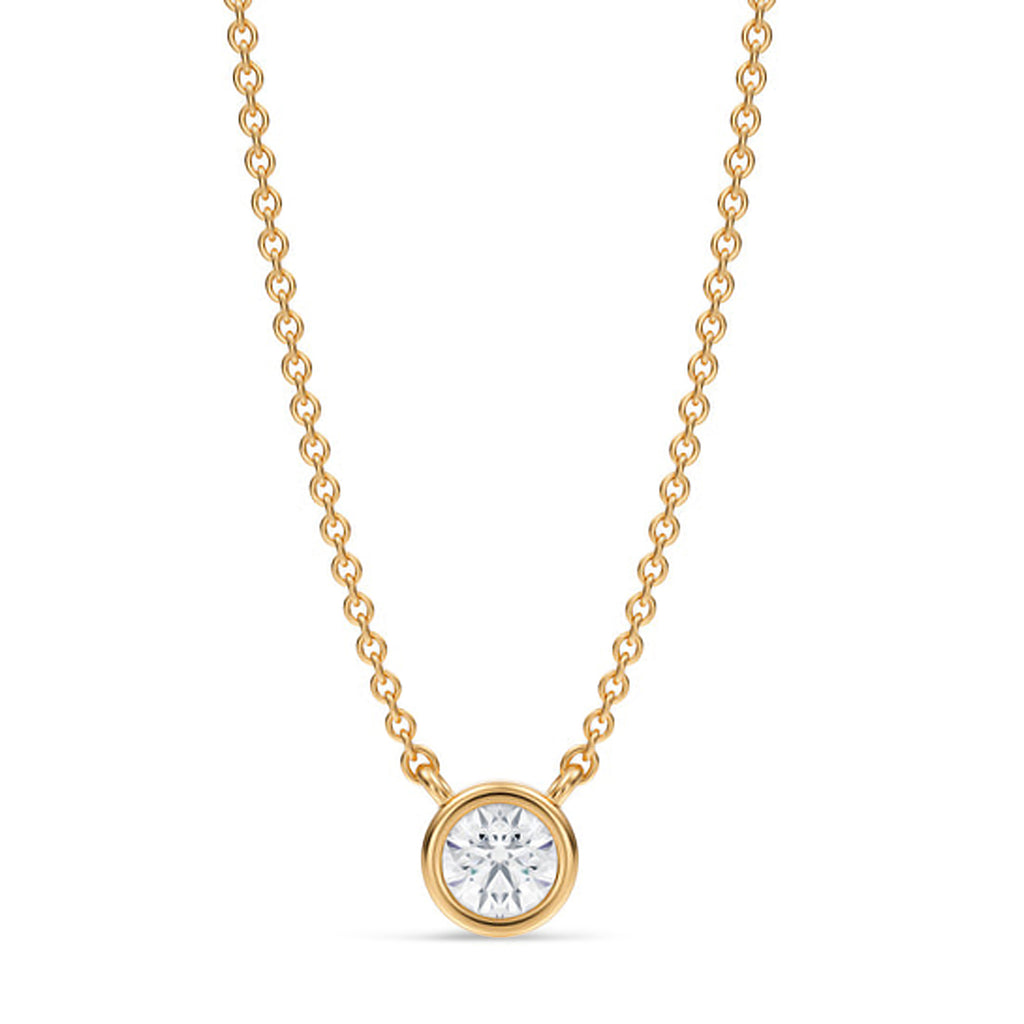 Round Lab Diamond Solitaire Pendant Necklace 14K Yellow Gold (0.25ct)