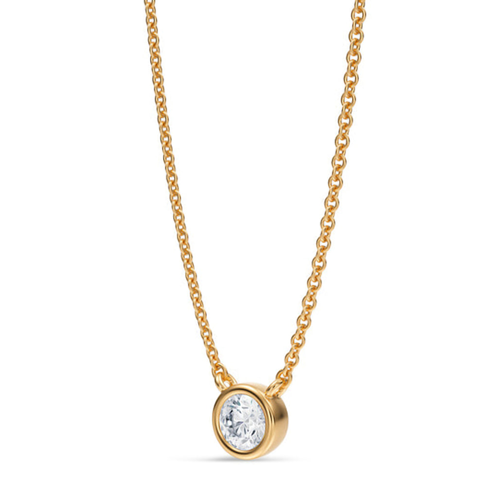 Round Lab Diamond Solitaire Pendant Necklace 14K Yellow Gold (0.25ct)