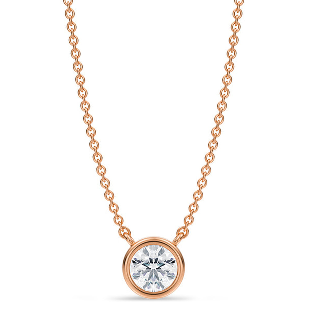 Round Lab Diamond Solitaire Pendant Necklace 14K Rose Gold (0.50ct)
