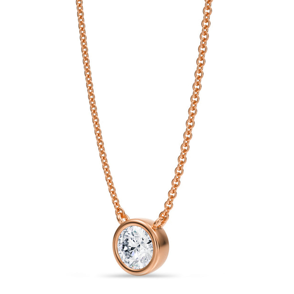 Round Lab Diamond Solitaire Pendant Necklace 14K Rose Gold (0.50ct)