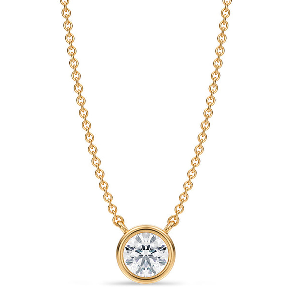 Round Lab Diamond Solitaire Pendant Necklace 14K Yellow Gold (0.50ct)