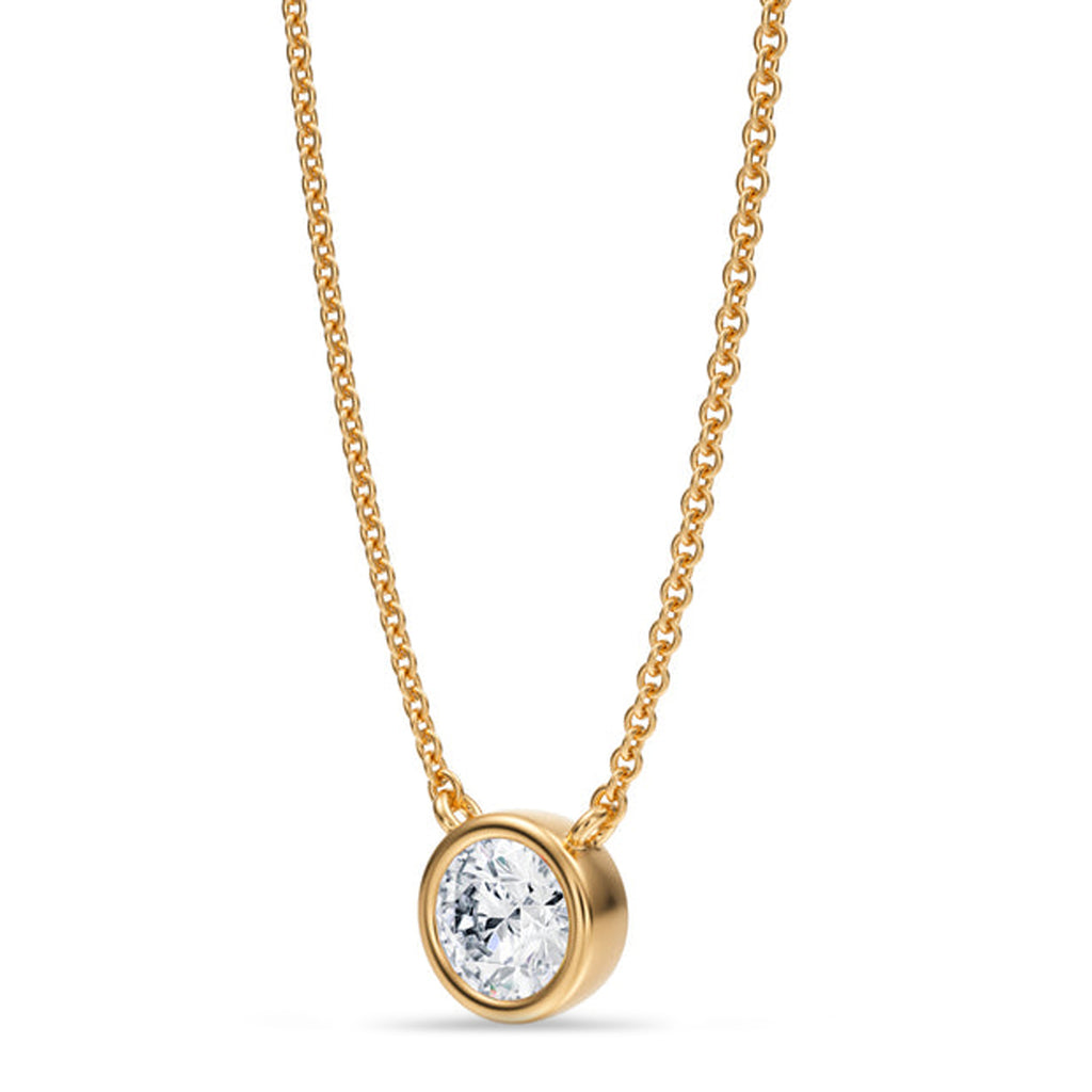 Round Lab Diamond Solitaire Pendant Necklace 14K Yellow Gold (0.50ct)
