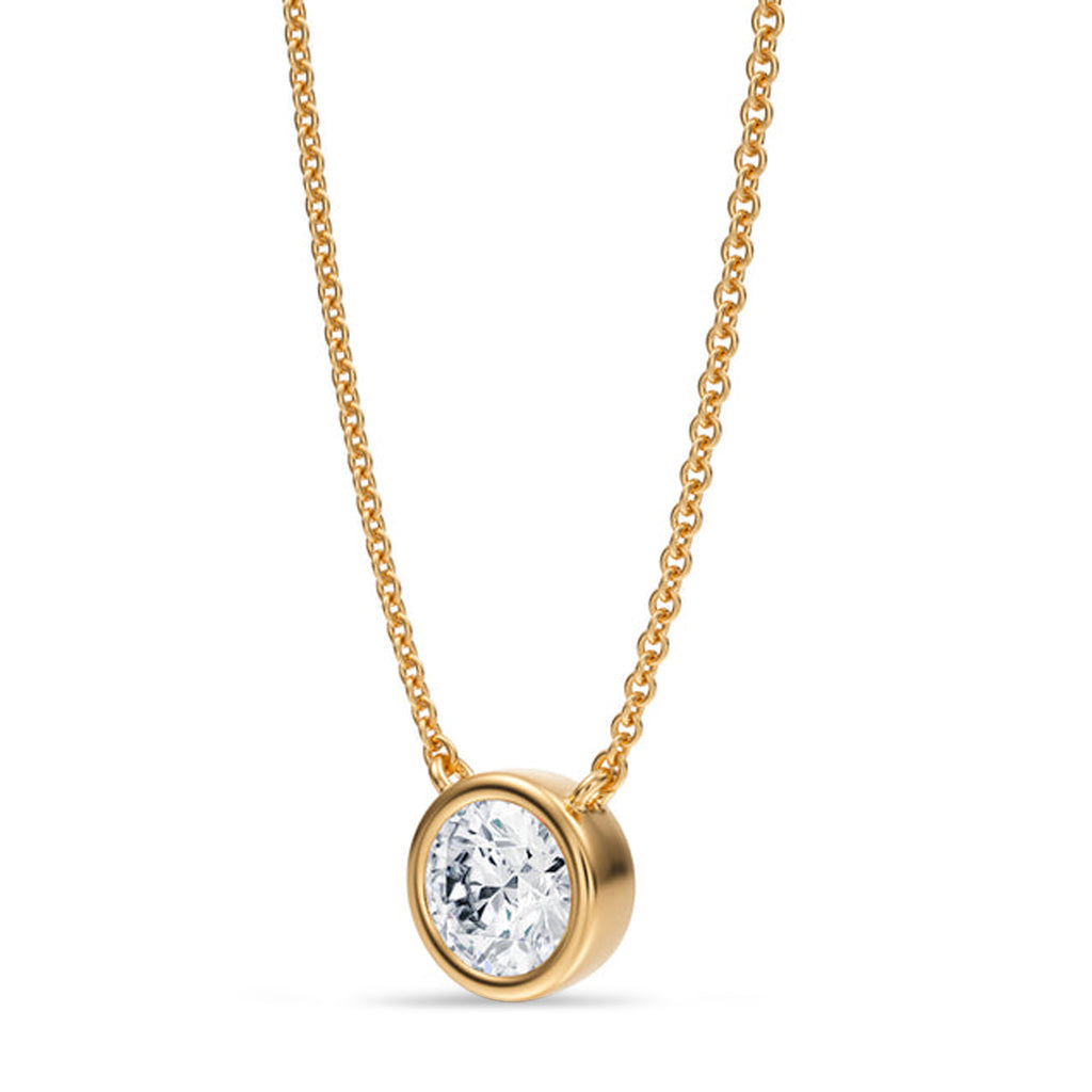 Round Lab Diamond Solitaire Pendant Necklace 14K Yellow Gold (0.75ct)