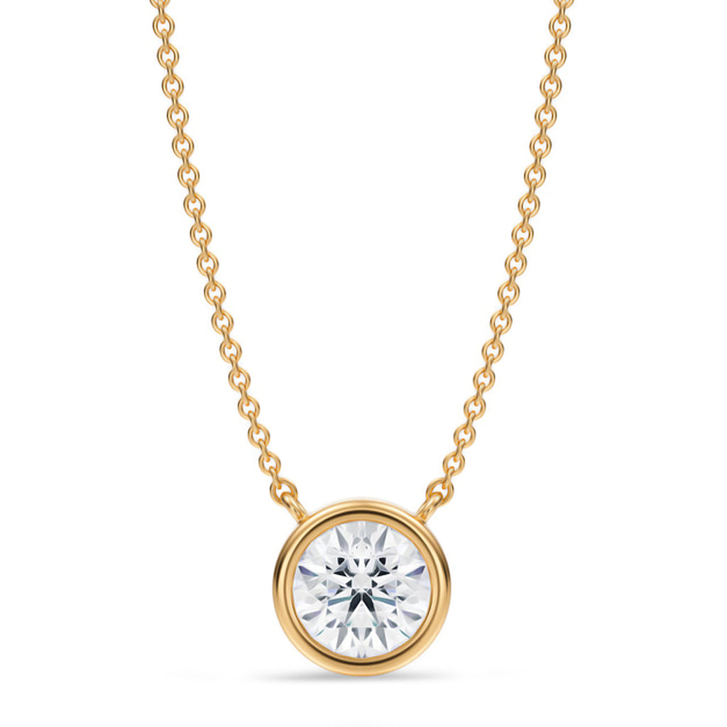 Round Lab Diamond Solitaire Pendant Necklace 14K Yellow Gold (1.00ct)