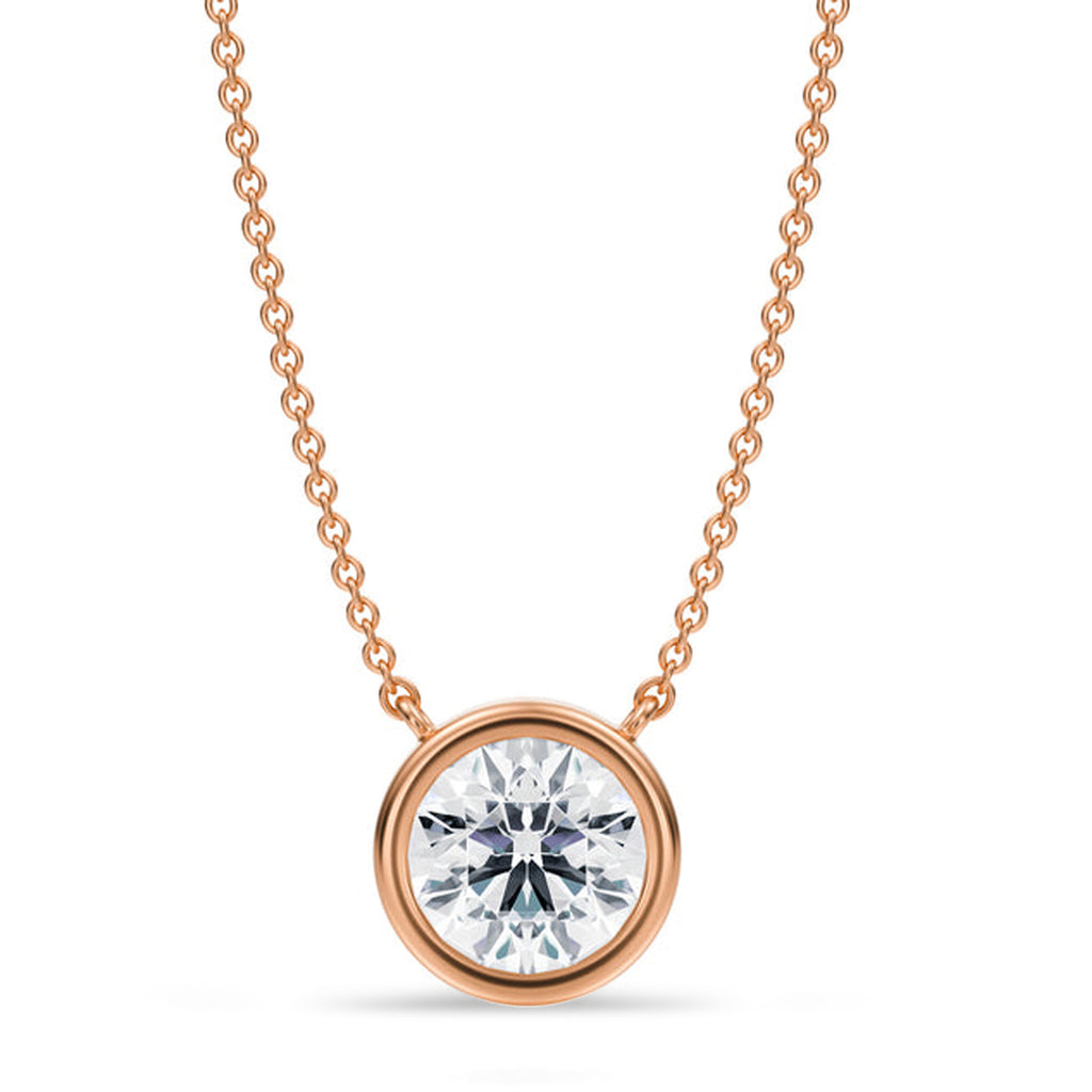 Round Lab Diamond Solitaire Pendant Necklace 14K Rose Gold (1.50ct)