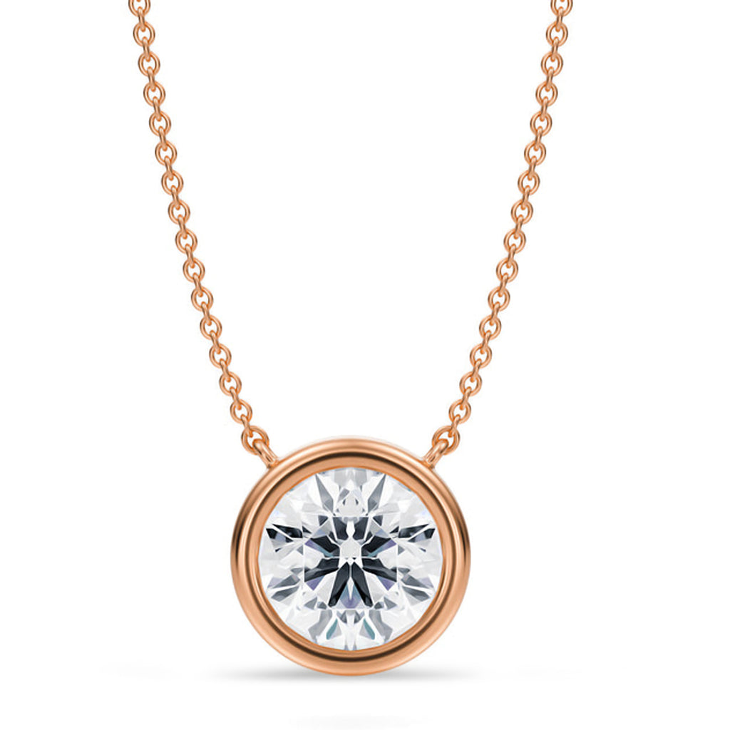Round Lab Diamond Solitaire Pendant Necklace 14K Rose Gold (2.50ct)